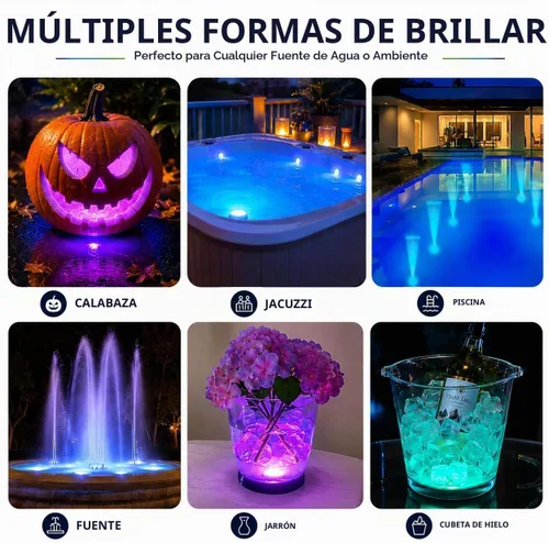 Vista 5 de Luz LEDES sumergida que cambia de color por control remoto para tina o spa - Funciona con batería