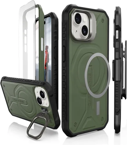 Vista 8 de CaseBorne Funda protectora compatible con iPhone 15, compatible con MagSafe, delgada pero resistente, con protector de pantalla de vidrio templado
