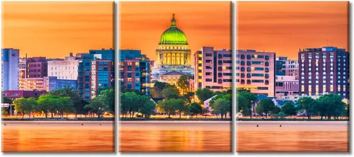 Vista 64 de San Antonio Sundown - Impresión en lienzo, paisaje de ciudad de pared grande, paisaje urbano extra grande de Texas, impresión de pared de horizonte