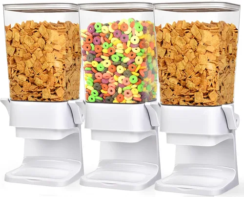 Vista 12 de Dispensador de cereales para encimera, contenedores grandes de almacenamiento de cereales, dispensador para despensa, dispensador de alimentos secos
