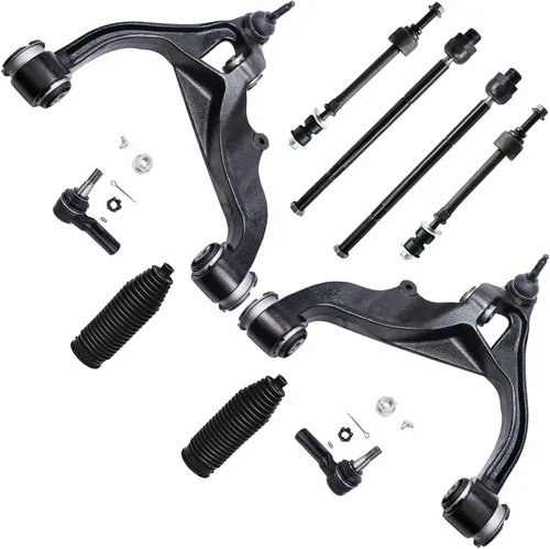 Vista 64 de Detroit Axle - Kit de suspensión delantera de 10 piezas para Chevrolet Trailblazer GMC Envoy 2004-2007 2005 2006 Soportes de brazo de control