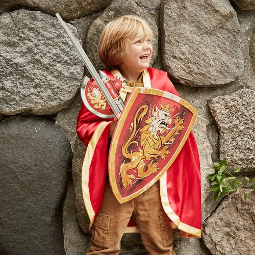 Vista 5 de Liontouch Hacha Noble Knight para niños, color rojo Juguete medieval de simulación en espuma para niños con tema de león dorado Armas seguras