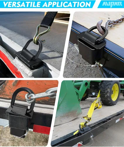 Vista 6 de Anillos en D de bolsillo de estaca de servicio pesado de 5/8" con cordón anti-pérdida Utilidad de amarre ajustable de 18,000 libras para bolsillo