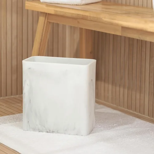 Vista 7 de Essentra Home Papelera rectangular de mármol para oficina en casa, dormitorio, baño, cocina, 2.4 galones, capacidad de 9 litros, cabe en espacios