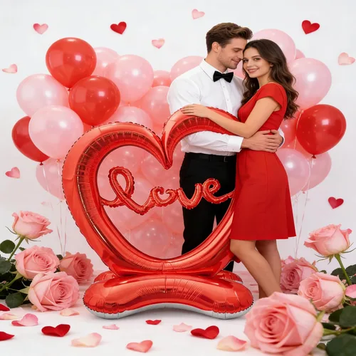 Vista 4 de Soochat Globo gigante de corazón para el día de San Valentín, globos de papel de aluminio, aniversario, boda, día de San Valentín, cumpleaños