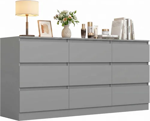 Vista 20 de Cómoda negra para dormitorio, cómoda moderna de 6 cajones con cajón profundo, cómoda ancha, muebles organizadores de almacenamiento para dormitorio