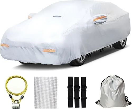 Vista 16 de Funda para coche SUV de 30 capas para automóviles, impermeable para todo tipo de clima, protección UV, resistente a la nieve, resistente al viento