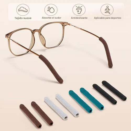 Vista 5 de 2 pares de almohadillas suaves mejoradas para orejas de gafas, agarres antideslizantes de algodón tejido para gafas, puntas cómodas de patillas 2