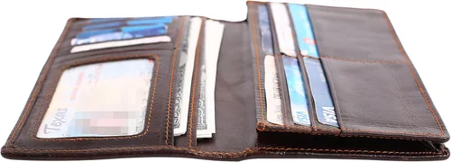 Vista 7 de Cartera larga de cuero genuino para mujer