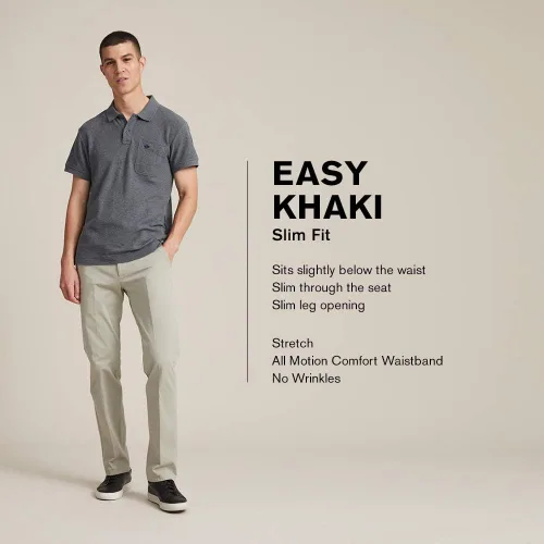 Vista 3 de Dockers - Pantalones entallados para hombre, color caqui