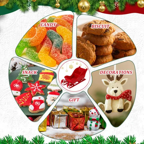Vista 4 de BESTOYARD Decoración de trineo de Navidad, centro de mesa, cuenco de centro de mesa de trineo de Navidad, bandeja de caramelo de Navidad, plato