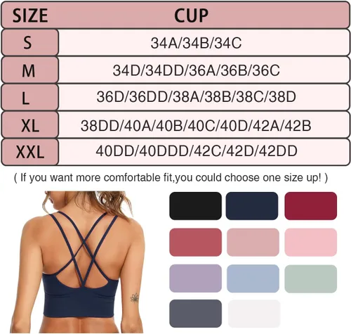 Vista 6 de Sykooria Paquete de 3 brasieres deportivos con tiras para mujer, sexy, entrecruzado, para yoga, correr, atletismo, gimnasio, entrenamiento, fitness