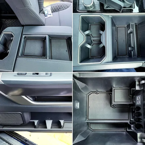 Vista 2 de Forro personalizado para accesorios Toyota Tundra 2022 2023 2024 2025 2026, insertos para portavasos, alfombrillas para consola central