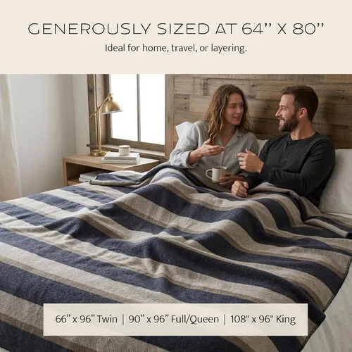 Vista 7 de Pendleton Eco-Wise - Cobija de lana lavable, Lana y mezcla de lana, gemelo Manta lavable para todas las estaciones, individual de 66 x 96 Gris
