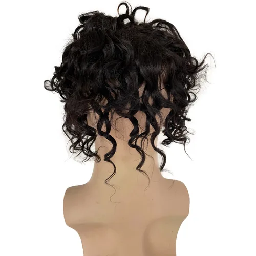 Vista 5 de Voloria Full French Lace Toupee Loose Wave Europeo Cabello Humano Sistemas de Reemplazo para Hombres Hairpiece 10x8inch #1B Color Negro