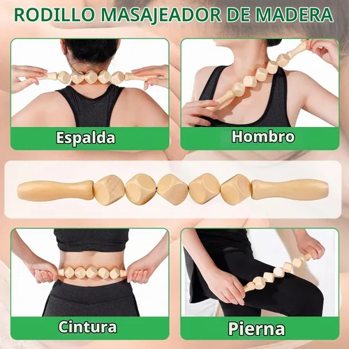 Vista 6 de Herramientas de masaje de terapia de madera 6 en 1 masajeador de drenaje linfático kit de maderoterapia, masajeador de madera herramientas