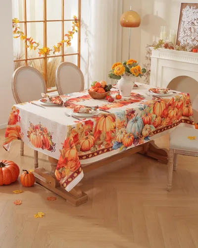 Vista 7 de Honellaty - Mantel rectangular con diseño de calabaza otoñal, 52 x 70 Cosecha de calabaza