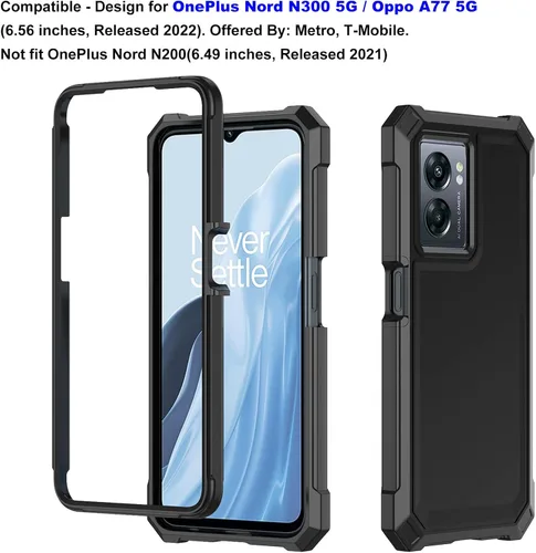 Vista 2 de Ailiber - Funda delgada para OnePlus Nord N300 5G, protector de pantalla Protector de poliuretano termoplástico resistente de doble capa a prueba