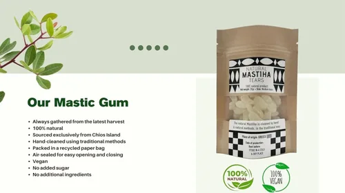 Vista 2 de Chios Mastiha Tears - Paquetes de masilla griega 100% natural de cultivadores de masilla (lágrimas medianas de 0.88 oz)