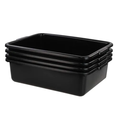 Vista 9 de Juego de 4 tinas de plástico para autobús comercial de 8 litros, sartenes rectangulares de plástico negro