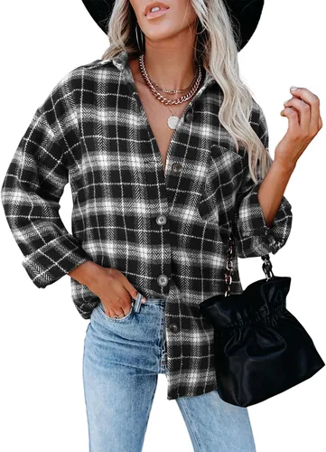 Vista 22 de ZOLUCKY Chaqueta de manga larga con botones para mujer, talla grande, blusas