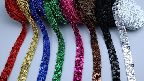 Vista 7 de Cinta de encaje con purpurina para manualidades, adornos, accesorios de disfraz de 10 yardas (negro)