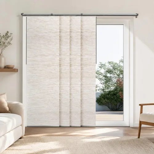 Vista 31 de CHICOLOGY Elegantes Persianas Verticales Transparentes Blancas para el Hogar, Ventanas Interiores Grandes, Puerta Corrediza, Patio (78" An x 84" Al)