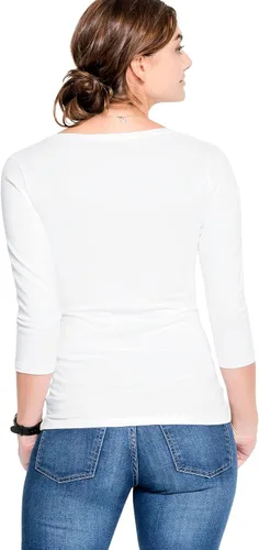 Vista 3 de Ellos Camiseta de manga tres cuartos con cuello redondo para mujer, talla grande