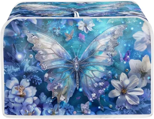 Vista 17 de Funda para tostadora Baxinh con estampado de mariposas y girasoles, 2 rebanadas, bandera americana, cubierta pequeña para electrodomésticos