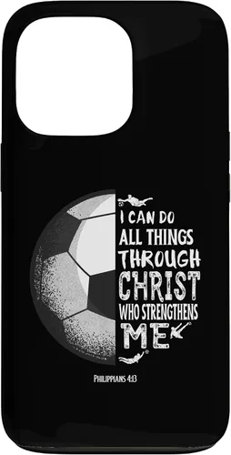 Vista 10 de Funda para iPhone 17 con versículo bíblico de fútbol Christian Sayings Philippians 4:13
