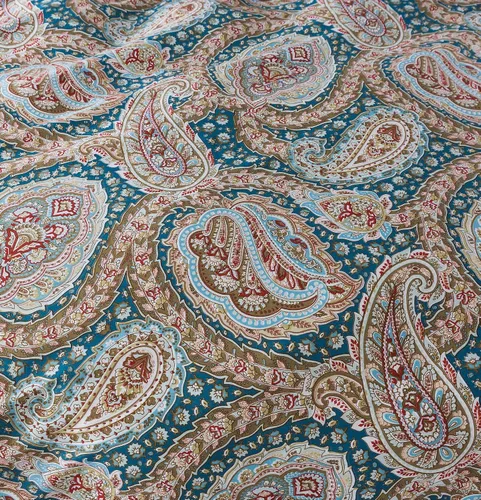 Vista 8 de FADFAY Juego de funda de edredón de cachemira, tamaño individual, color azul y beige, reversible, estampado floral, 100% algodón, ultra suave