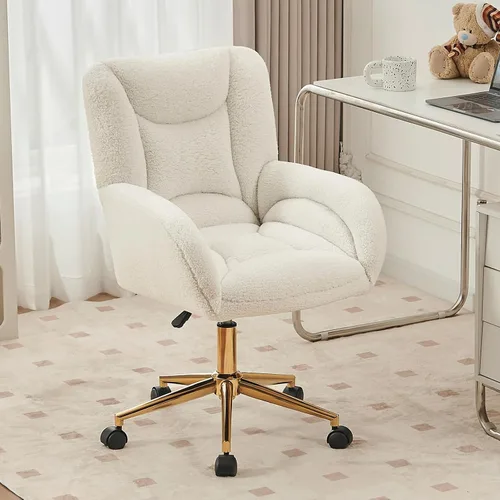 Vista 11 de FOXHUNTER Silla de tocador de gran tamaño con ruedas, silla de oficina Negro