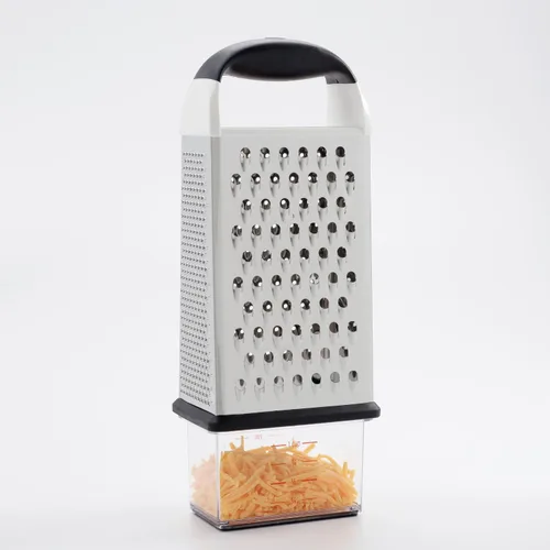 Vista 3 de OXO Good Grips - Rallador de caja plateado, 1 EA and OXO Good Grips Picador de verduras y cebollas con apertura fácil de verter, color blanco