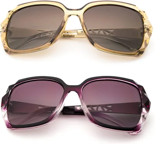 Vista 2 de LECKIRUT - Lentes de sol de gran tamaño para mujer lentes de sol clásicos y a la moda con protección UV polarizada