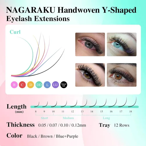 Vista 8 de NAGARAKU YY - Extensiones de pestañas, suministros Y, Lash 4D, Easy Fan, pestañas cruzadas de volumen ruso, pestañas YY, tejidas a mano, malla