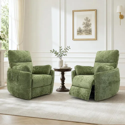 Vista 13 de Extra Wide Power Swivel Rocker Recliner Chair Nursery,Light Gray