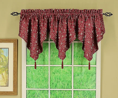 Vista 25 de Today's Curtain Madison - Cenefa reversible con botones, 20 pulgadas de largo, color burdeos