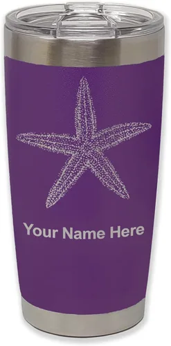 Vista 39 de LaserGram 20oz Vacuum Insulated Tumbler Mug, Starfish, Personalized Engraving Included (Black)