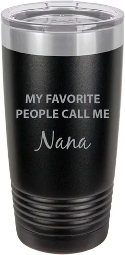 Vista 5 de My Favorite People Call Me Nana - Vaso aislado de acero inoxidable con grabado, 20 onzas, taza para café de viaje, color verde azulado