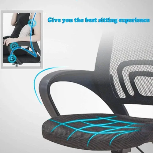 Vista 6 de Silla de escritorio, silla de oficina en casa, sillas de computadora de malla con soporte lumbar y reposabrazos, silla de escritorio ergonómica