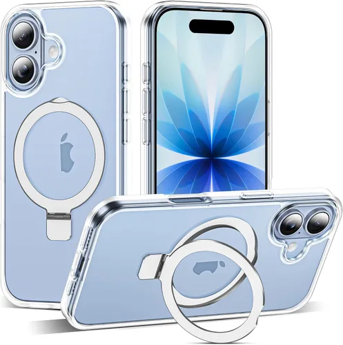 Vista 171 de SKYLMW - Funda compatible con iPhone 11 de 6.1 pulgadas, con soporte magnético invisible tipo anillo, funda translúcida de grado militar, compatible