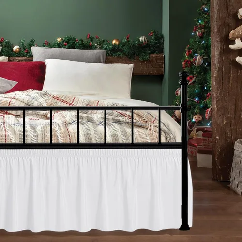 Vista 32 de Biscaynebay Faldas de cama envolventes con esquinas divididas para camas Twin/Twin XL de 15 pulgadas de caída, volantes de polvo elásticos Negro