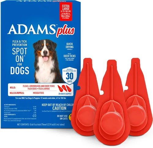 Vista 13 de Adams Además de prevención de pulgas y garrapatas para perros de 15 a 30 libras, 12 semanas y mayores, suministro para 3 meses, mata pulgas, huevos