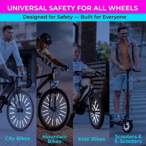 Vista 7 de LOOM® Juego de reflectores de radios para bicicleta, 36 piezas, clips reflectantes de alta calidad de 3.1 in para bicicletas, fundas de radios