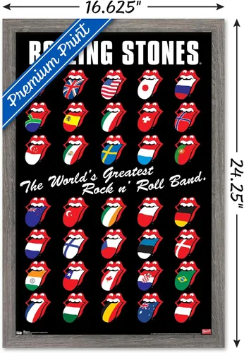Vista 3 de Trends International Rolling Stones - Póster de pared de cuadrícula, 14.725 x 22.375 pulgadas, versión enmarcada de madera de granero Versión
