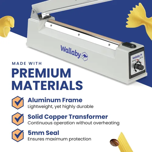 Vista 6 de Wallaby Sellador de impulsos – 12 pulgadas – Máquina selladora térmica manual para bolsas de Mylar – Resistente para sellado fuerte y seguro