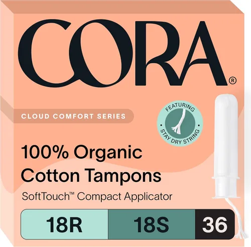 Vista 2 de Cora Multipack de tampones de algodón orgánico (72 Regulares, 72 Super Tampones)
