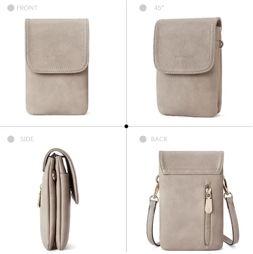Vista 8 de Bolso bandolera pequeño de piel vegana BOSTANTEN para mujer, con diseño de cartera para celular, con correa ajustable