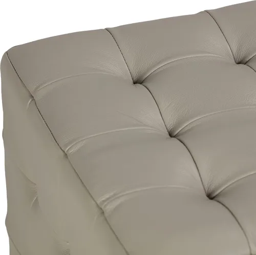 Vista 6 de Cortesi Home Charli - Otomana de cubo copetudo en 100% piel auténtica, gris claro