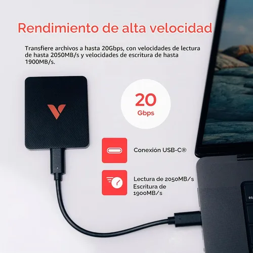 Vista 3 de Verbatim SSD portátil Snapback Ultra Slim de 512 GB, compatible con USB-C